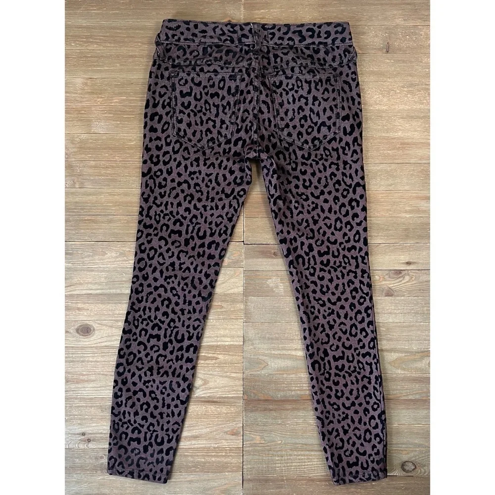 Free People Flocked Leopard Skinny Ankle Jeans